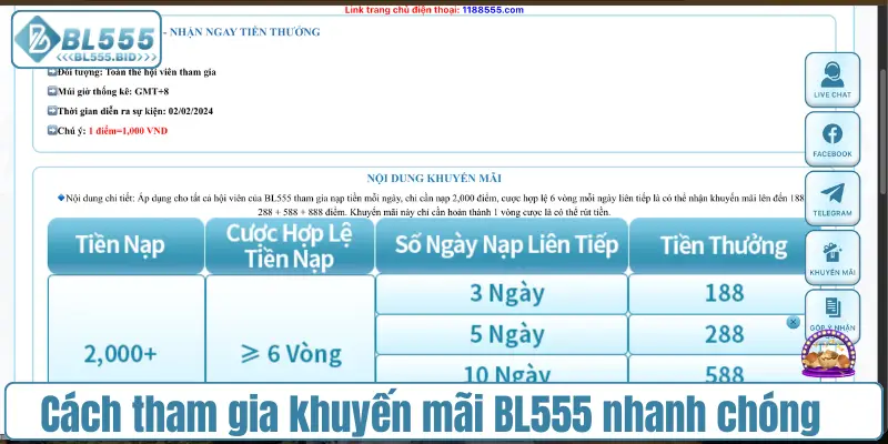 Cách tham gia khuyến mãi BL555 nhanh chóng