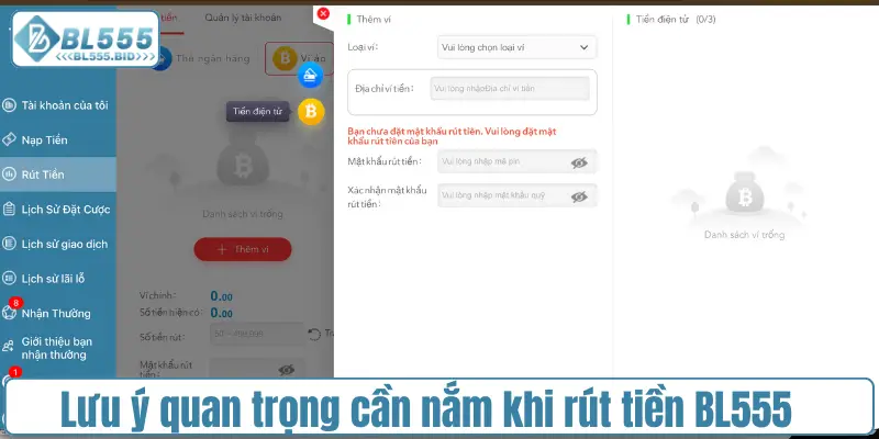 Lưu ý quan trọng cần nắm khi rút tiền BL555